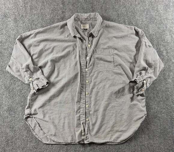 American Eagle Tops - American Eagle Striped Oversized Button Down Shirt Size L